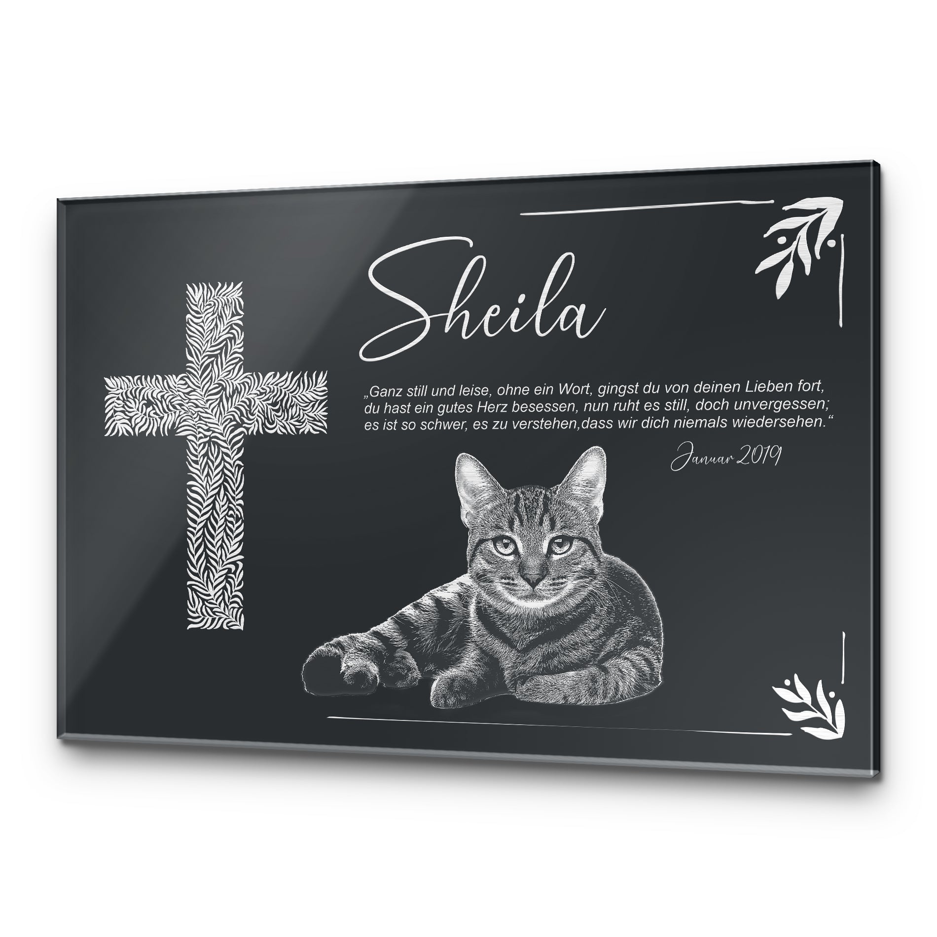 Grabschmuck für Tiere mit Foto-Gravur 30×20 cm