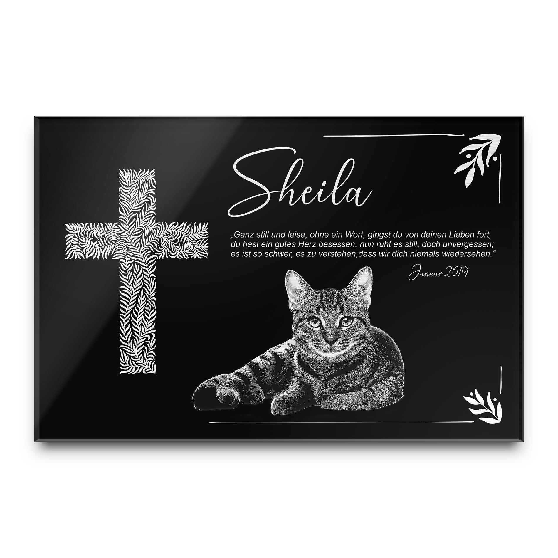Grabschmuck für Tiere mit Foto-Gravur 30×20 cm