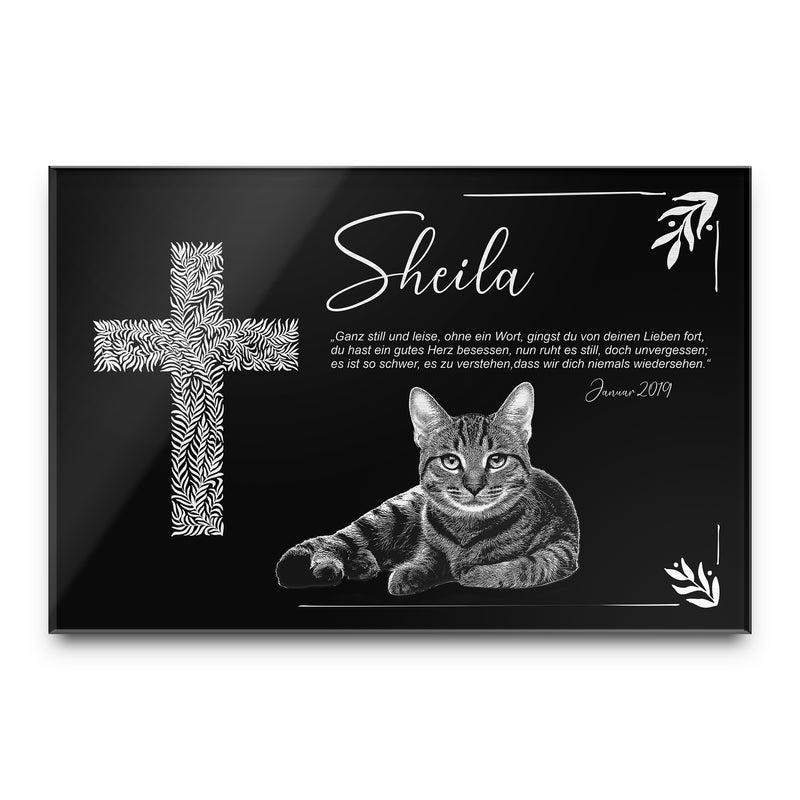 Grabschmuck für Tiere mit Foto-Gravur 30×20 cm