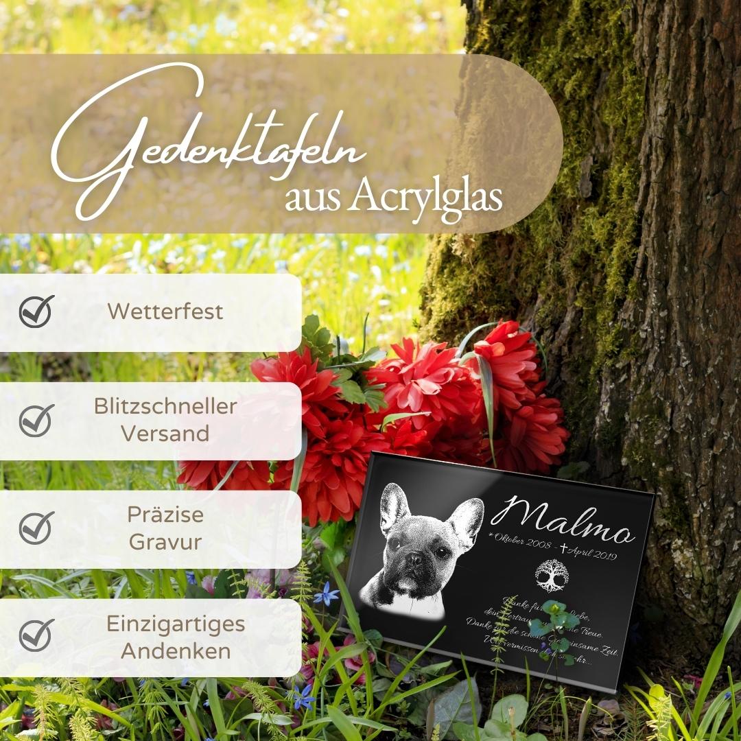 Grabschmuck für Tiere mit Foto-Gravur 30×20 cm