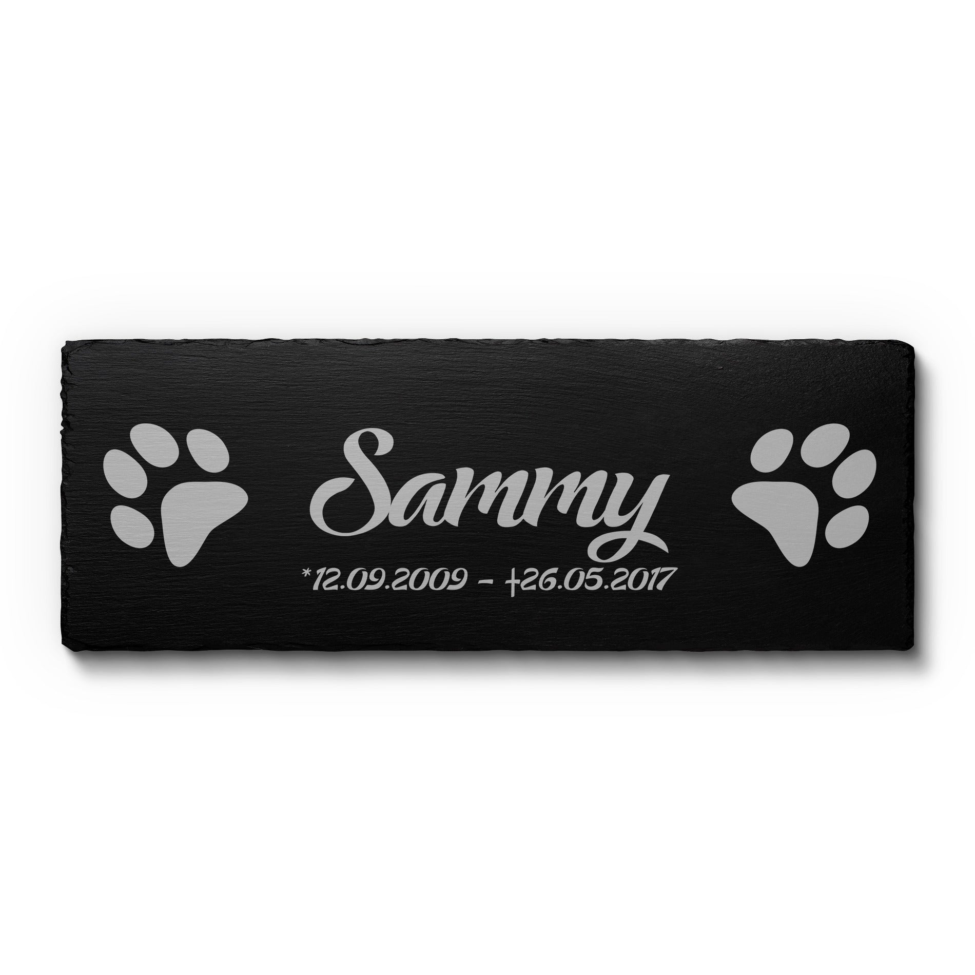 Tier-Gedenktafel Schiefer 30x11 schmal Gravur Haustier Hund
