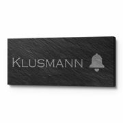 Türschild aus Schiefer mit Glocken-Motiv und individueller Namensgravur für die Haustür