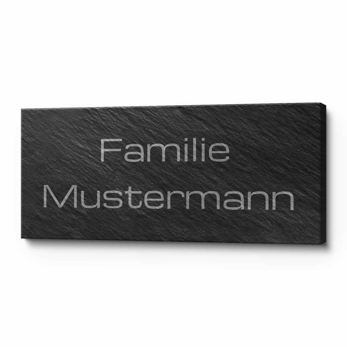 Seitenansicht des schieferfarbenen Türschilds im klassischen Design mit individueller Namensgravur