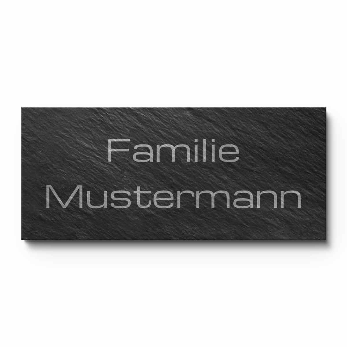 Türschild aus Schiefer, 8×3,5 cm, im klassischen Design mit individueller Namensgravur